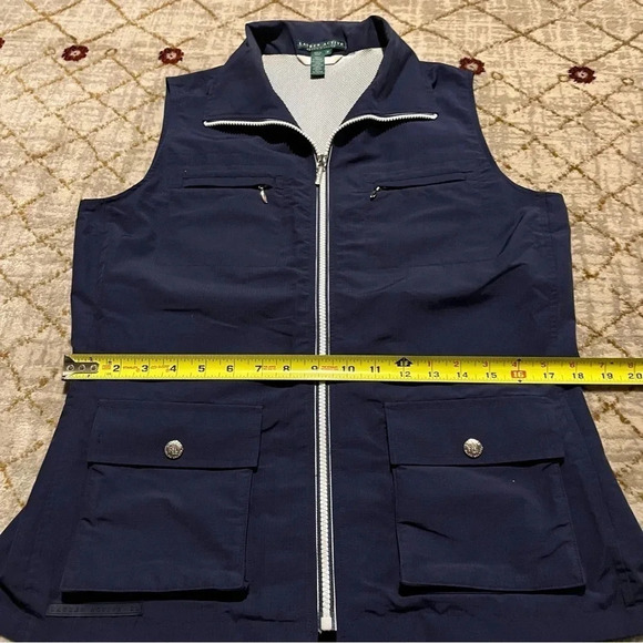 LRL Ralph Lauren Active Womens Medium Blue Zip Up Collared Vest Pockets - Picture 8 of 9